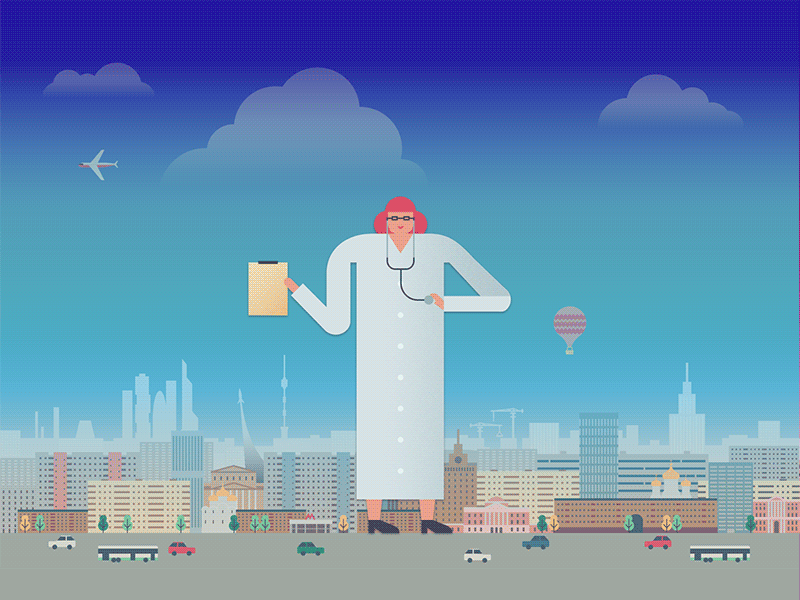 Present / Future city future gif illustration robots