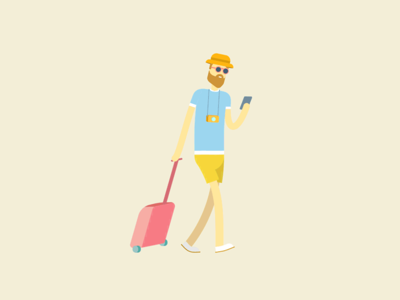 Bored Tourist 2d animation character flat gif photography the self tourist walk cycle