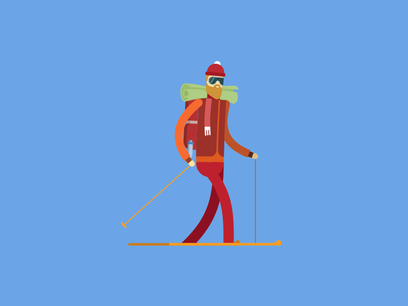 Skier 2d animation character characterdesign cycle flat gif self ski the walk winter