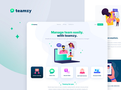 teamzy landing page collaboration hangout meeting online team video zoom