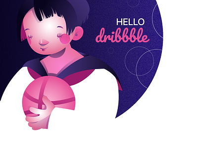 Hello Dribbble! dribbble girl illustration invite vector