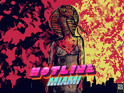 Hotline Miami illustration female "Jake" interpretation adobe photoshop art digitalart game characters games hotline miami