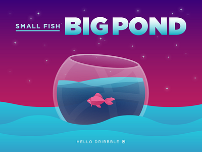 Small Fish – Big Pond animal animals creative debut design drawing dribbble fish gillustrations icon illustration new