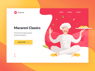 Macaroni Classics chef colorful concept cooking graphics illustration landing macaroni pasta ui web