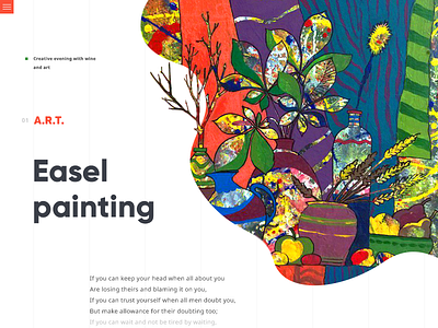 Easel painting art color form illustration landing painting sketch stilllife web wine