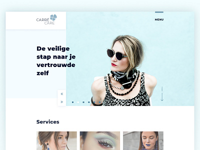Carré care concept design girl hairdresser landing makeup ui web