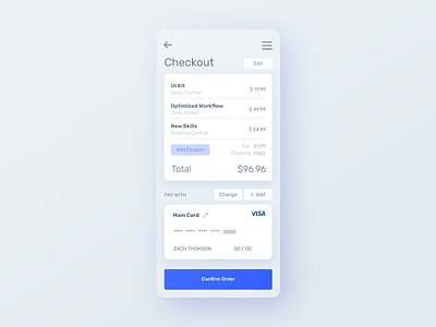 Checkout - InVision Studio Test blue clean design inspiration minimal practice ui