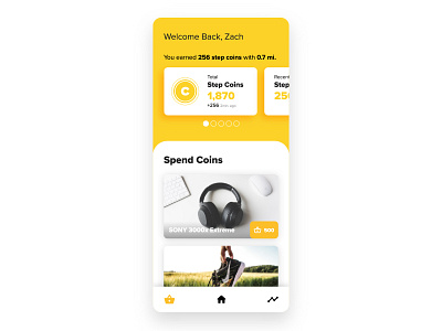 Sweat Coins - Ui Practice app black and yellow clean coins color daily ui design mobile mockup negative space practice rounded shop tracker typogaphy ui uiinspiration ux warm