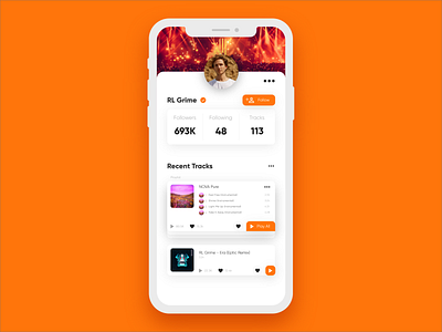 Daily UI #4 - User Profile app clean dailyui design inspiration minimal music orange practice profile soundcloud ui uidesign user ux uxdesign