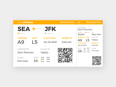 Daily UI #6 - Boarding Pass boardingpass clean dailyui flight fly inspiration minimal negativespace orange plane practice qrcode ticket ui uidesign ux uxdesign