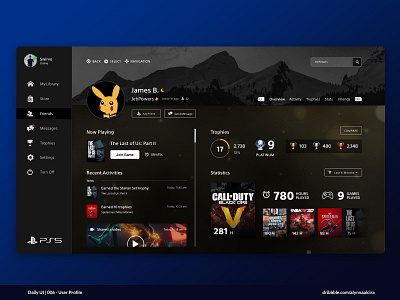 Daily UI | 006 - User Profile appdesign dailyui006 dailyuichallenge interface interface design interface designer interfacedesign playstation ps4 ps5 sony ui uidesign uidesigners userexperience userinterface ux uxdesign uxuidesign webdesign