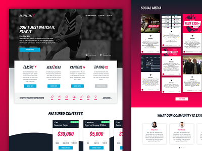 Draftstars - Landing Page australia landing page sports sports betting ui design webdesign website