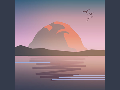 Morrow Rock illustration illustrator landscape purple sunset vector