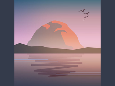 Morrow Rock sunset landscape purple illustration illustrator vector