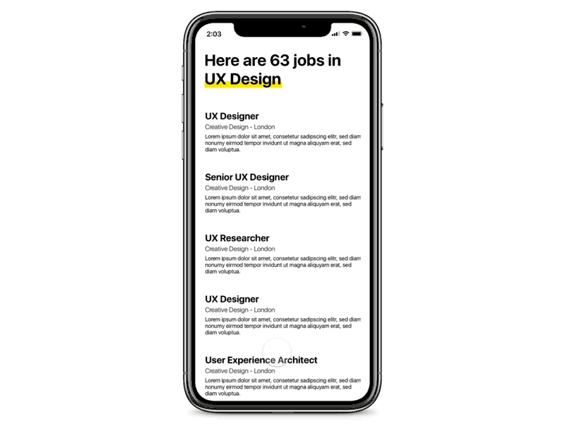 Job Board animation app design interaction ui ux