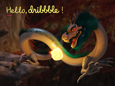 Hello,dragon!Hello,dribbble! c4d dragon dribbble