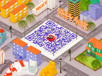 3D QR Code 3d二维码海报