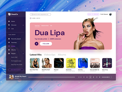 Music Desktop App - Artist Page albums app artist design desktop music player playlist songs spotify ui ux web