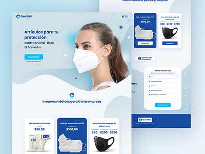 SivarMed - Landing Page blue care clean design landing page masks medical medical supplies store ui ux website