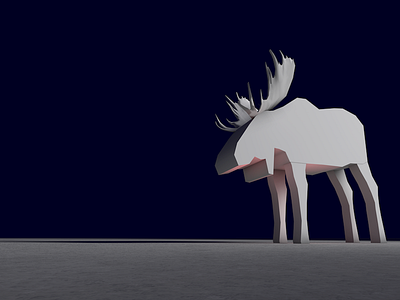 Blocky Moose 3d animal antlers blocky dark landscape lighting moose render subtle texture white