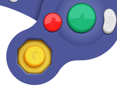 GameCube C-Stick & Buttons blue buttons c stick controller gray icon illustrator purple shading video game