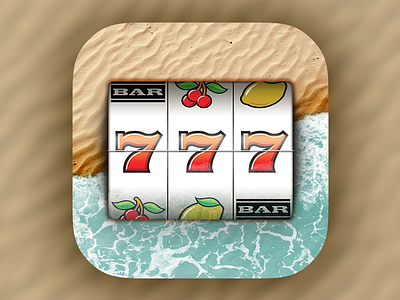 Slots in the Sand 777 beach gloss icon ios7 ocean sand slot machine slots vacation water wave