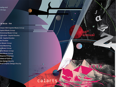 CalArts 26th Annual Jazz Album — Space abstract album calarts cd dark flat halftone jazz landscape space typography vector