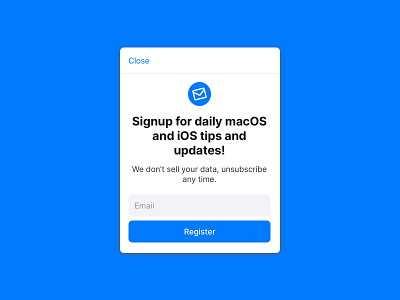 Newsletter signup modal UI