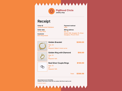 Email receipt UI design app branding dailyui design email flat receipt template ui ux