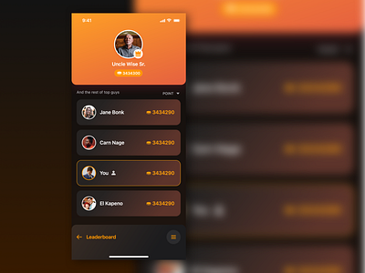 DailyUI 19 Leaderboard UI design