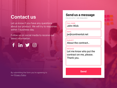 Contact Us UI