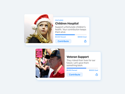 Crowdfunding card UI design