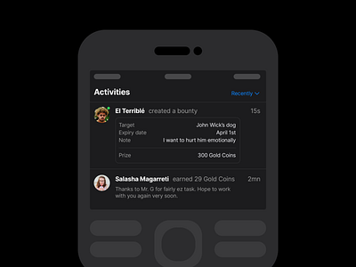 Activity feed UI design