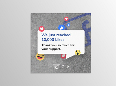 10000 Likes - Clik branding design illustration like post poster reach social socialmedia typography vector