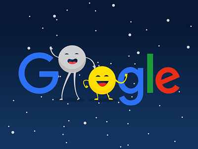 Google Doodle - Sun & Moon doodle google google doodle googly illustration illustrator moon night sky space stars sun