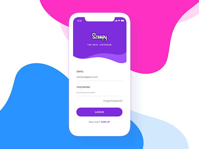 Scoopy Login Screen by Jacob Thejus on Dribbble