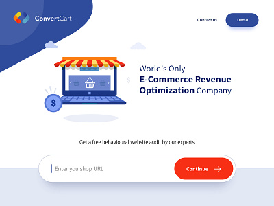 Ecommerce Optimisation Company blue buttons cart cloud convert fluidic orange rupees shadow ui ux web