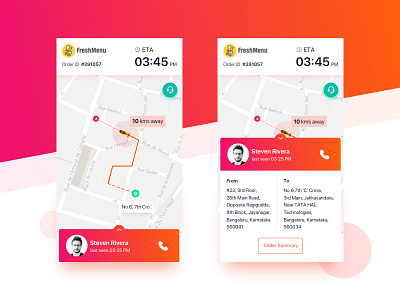 Delivery Track link delivery fluidic freshmenu gradients location map quickr red track tracking ui ux
