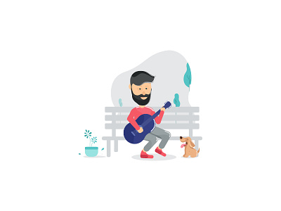 A Man Playing Guitar! art colors dogs dribbble guitar illustration music playingsongs popular recentshots trending vector