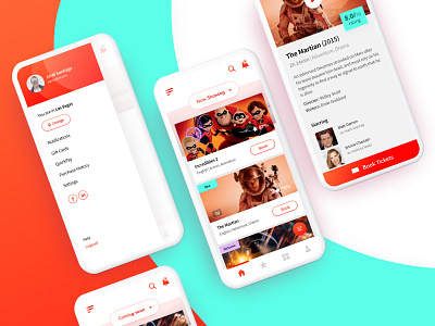 Book a Ticket app buttonstyle colors creative entertainment green home incredibles landingpage martian mobileapp mobileappdesign movies popular red ticket trending ui uiux ux