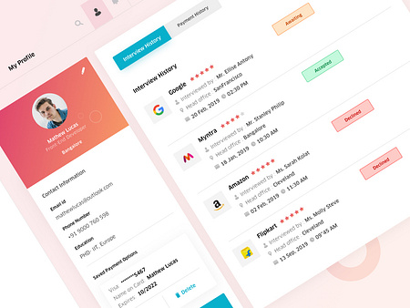 Hiring Platform_ Dashboard Profile UI by Jacob Thejus on Dribbble
