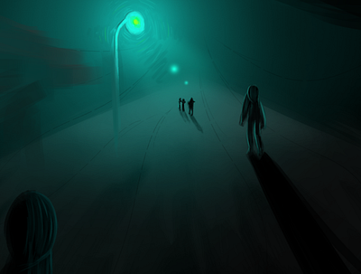 On the road dark draw illustration paint weird