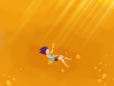 girl in the beer beer bubble color float girl illustration light limbs paint water