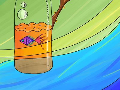 Fish and flower color draw fish illustration paint