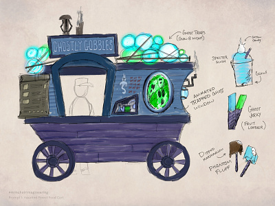 #ArmchairImagineering: Haunted Forest Food Cart armchair imagineering disney disneyland procreate sketch theme park theme park design theme parks walt disney walt disney world
