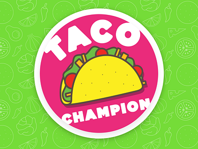 Taco Champion Branding badge branding bright flat food green pattern pink sticker taco tacos