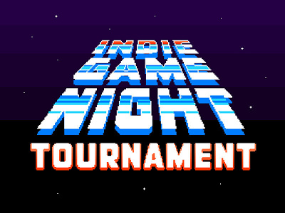Indie Game Night Tournament Logo branding design gaming gradient indie lettering logo pixel retro typography video games videogames