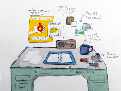 Volcanology Field Office Concept Sketch - Desk brand branding design icon lava logo process sketch volcano volcanology