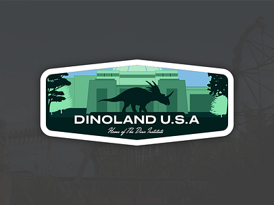 Animal Kingdom Badge – Dinoland U.S.A. animal kingdom dinoland usa dinosaur disney disney world disneys animal kingdom outline ride styracosaurus theme park vector