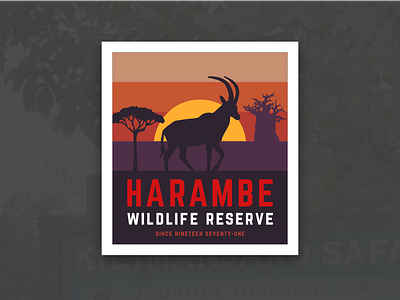 Animal Kingdom Badge – Harambe africa animal kingdom antelope disney disneys animal kingdom harambe retro safari sunset